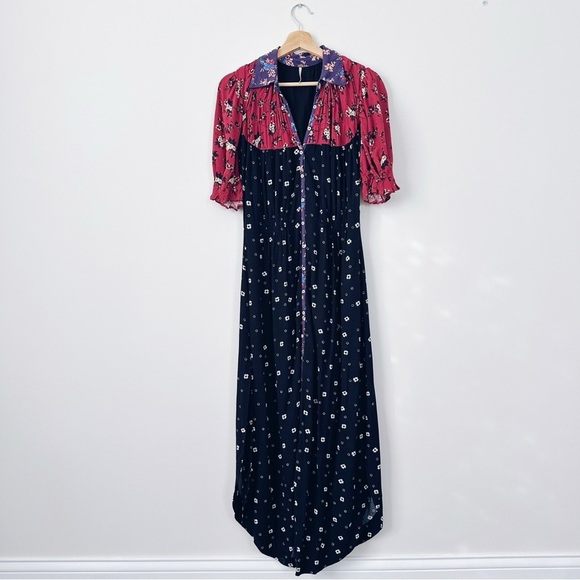 Free People Nora Midi Dress Black Floral - Picture 8 of 13